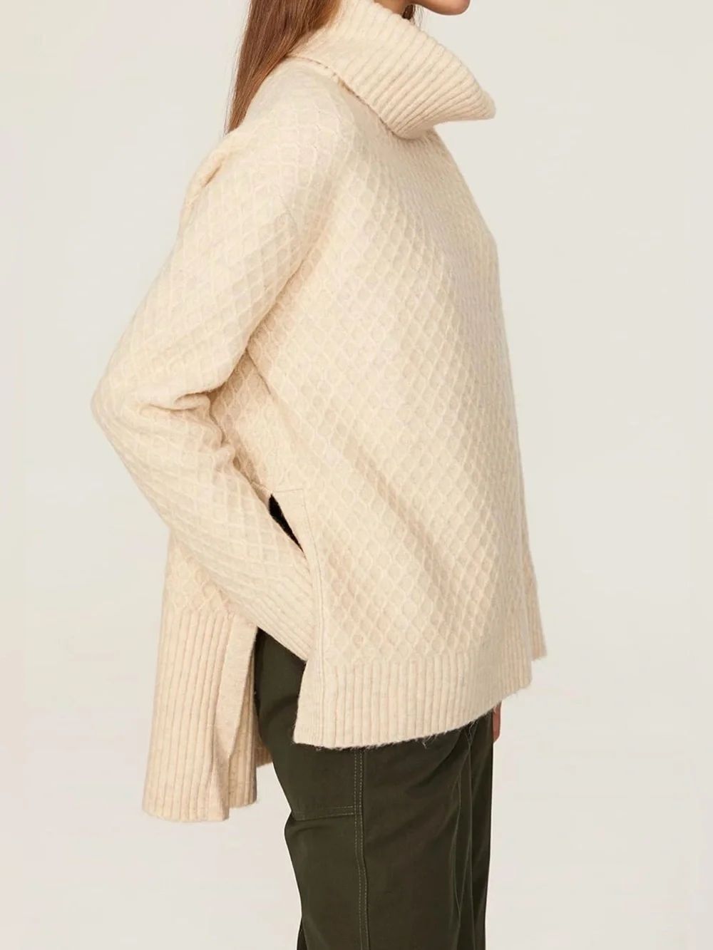 Adam Lippes Cream Turtleneck Sweater, L